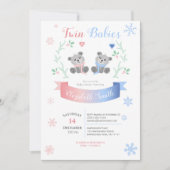 Tweeling jongen en meisje Cute beren winter babydo Kaart (Voorkant)