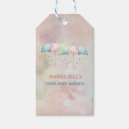 Tweeling Jongen en Meisje Douche Paraplu Cadeaulabel