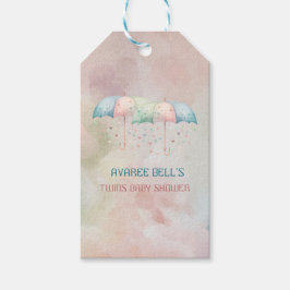 Tweeling Jongen en Meisje Douche Paraplu Cadeaulabel