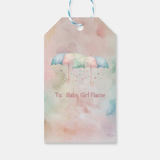 Tweeling Jongen en Meisje Douche Paraplu Cadeaulabel (Achterkant)