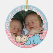 Tweeling Jongen en Meisje Eerste Kerstfeest Keramisch Ornament (Voorkant)