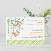 Tweeling-jongen en -meisje-eerste uitnodiging (Staand voorkant)