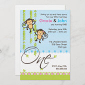 Tweeling-jongen en -meisje-eerste uitnodiging (Voorkant / Achterkant)