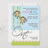 Tweeling-jongen en -meisje-eerste uitnodiging (Voorkant)