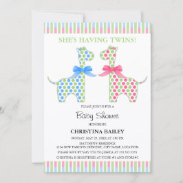 Tweeling Jongen en Meisje Giraffe Baby Shower Uitn Kaart