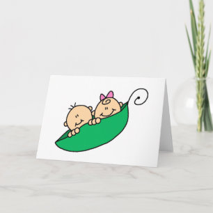 Tweeling jongen en meisje in erwtenpeul kaart