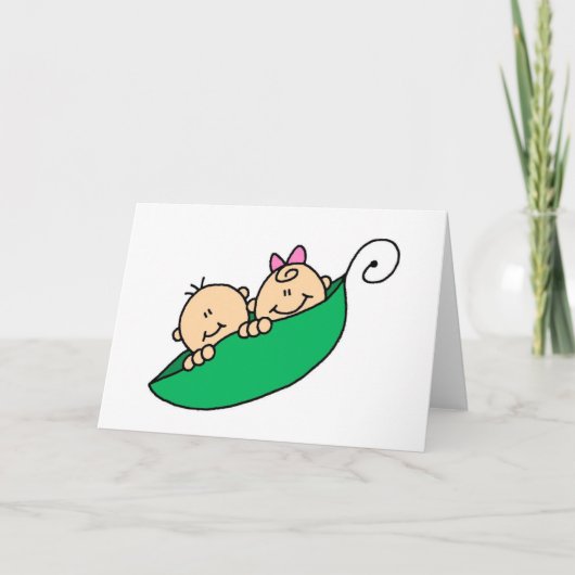 Tweeling jongen en meisje in erwtenpeul kaart (Voorkant)