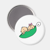 Tweeling jongen en meisje in erwtenpeul magneet (Voorkant / Achterkant)