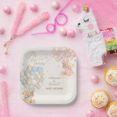 Tweeling Jongen en Meisje Roze Blauw Baby shower Papieren Bordje (Feest)