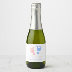 Tweeling Jongen en Meisje Voetafdrukken Baby Showe Sparkling Wijnetiket