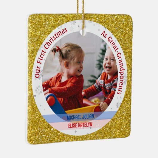 Tweeling Jongen Meisje 1e Kerstmis Groot-grootoude Keramisch Ornament (Rechts)