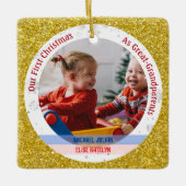 Tweeling Jongen Meisje 1e Kerstmis Groot-grootoude Keramisch Ornament (Voorkant)