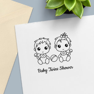 Tweeling Jongen Meisje Baby Shower Zelfinktende Stempel