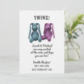 Tweeling Jongen Meisje Bunny Zwangstaankondiging Aankondiging (Staand voorkant)