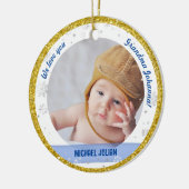 Tweeling Jongen Meisje Foto'S Oma Eerste Kerst Bab Keramisch Ornament (Links)