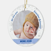 Tweeling Jongen Meisje Foto'S Oma Eerste Kerst Bab Keramisch Ornament (Links)