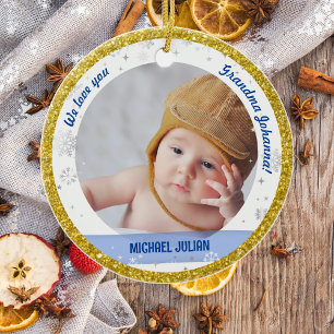 Tweeling Jongen Meisje Foto's Oma Eerste Kerstmis Keramisch Ornament