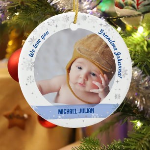 Tweeling Jongen Meisje Foto's Oma Eerste Kerstmis Keramisch Ornament