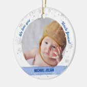 Tweeling Jongen Meisje Foto's Oom Eerste Kerst Bab Keramisch Ornament (Links)