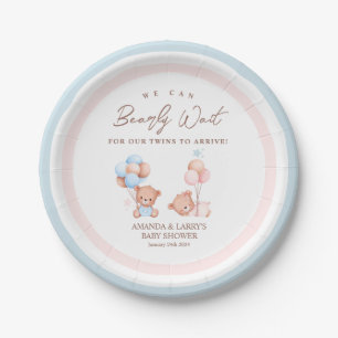 Tweeling Jongen Meisje Teddybeer Baby Shower Papieren Bordje