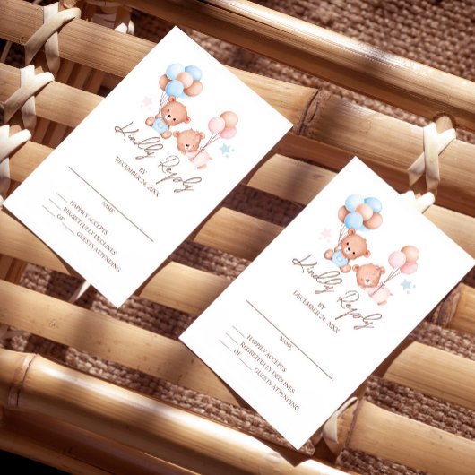 Tweeling Jongen Meisje Teddybeer Babyshower Reacti Kaart