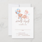 Tweeling Jongen Meisje Teddybeer Babyshower Reacti Kaart (Voorkant)