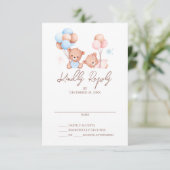 Tweeling Jongen Meisje Teddybeer Babyshower Reacti Kaart (Staand voorkant)
