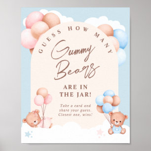 Tweeling Jongen Meisje Teddybeer Raad Hoeveel Spel Poster