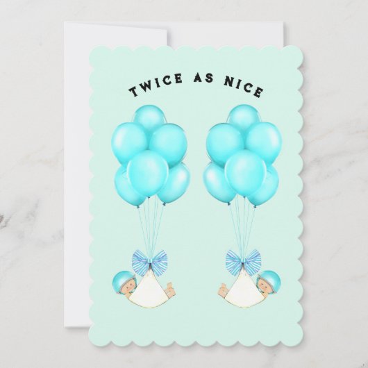 Tweeling Jongens Baby Shower Kaart (Voorkant)