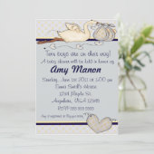 Tweeling jongens baby shower kaart (Staand voorkant)