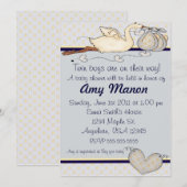 Tweeling jongens baby shower kaart (Voorkant / Achterkant)