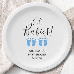 Tweeling Jongens Baby Shower Papieren Bordje