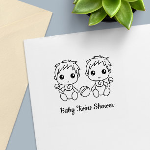 Tweeling Jongens Baby Shower Zelfinktende Stempel