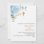 Tweeling jongens blauw bloemenfoto luxe doop kaart (Voorkant)