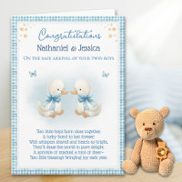 Tweeling Jongens Cute Ganzen Congratulatiekaart