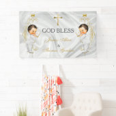 Tweeling Jongens Doop Christening Goud Spandoek (Insitu)