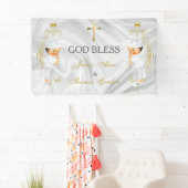 Tweeling Jongens Doop Christening Goud Spandoek (Insitu)