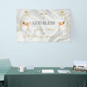 Tweeling Jongens Doop Christening Goud Spandoek (Beurs)
