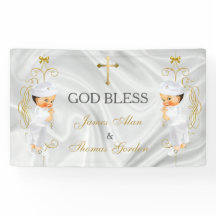 Tweeling Jongens Doop Christening Goud