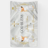 Tweeling Jongens Doop Christening Goud Spandoek (Verticaal)