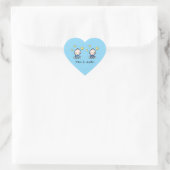 Tweeling Jongens, Eigen Tekst, Blauw, Aangepaste T Hart Sticker (Tas)
