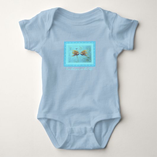 Tweeling jongens engelenvissen baby body romper (Voorkant)