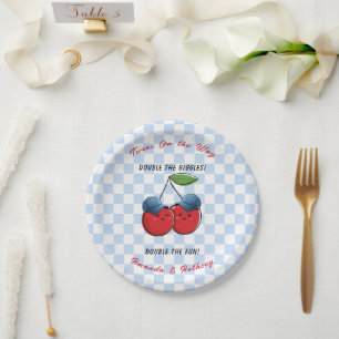 Tweeling Jongens Honkbalpetten Baby Shower Papieren Bordje