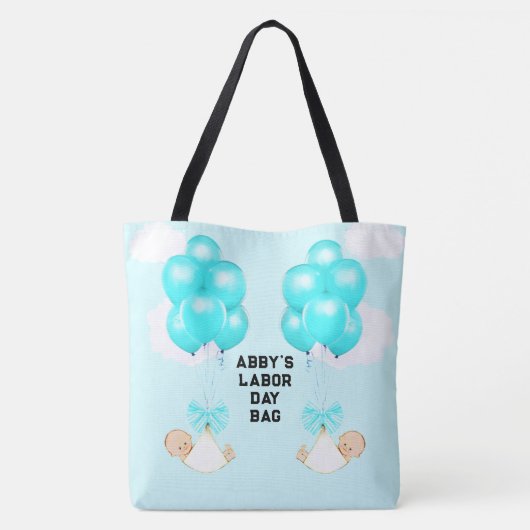 Tweeling Jongens Moeder-to-be Tote Bag (Achterkant)