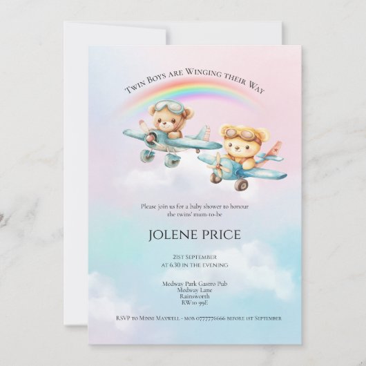 Tweeling Jongens, Op Weg Baby Shower (Voorkant)
