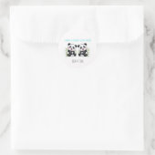 Tweeling Jongens, Panda Beer, Aangepaste Tweeling Ronde Sticker (Tas)