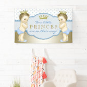 Tweeling Jongens Prins Baby Shower Spandoek (Insitu)