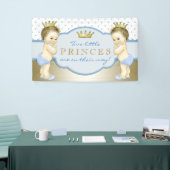 Tweeling Jongens Prins Baby Shower Spandoek (Beurs)