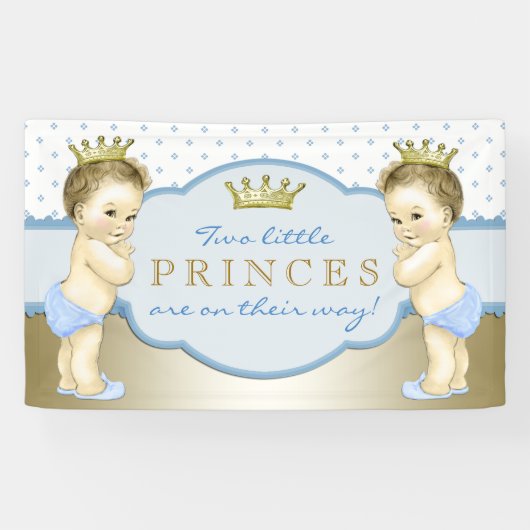 Tweeling Jongens Prins Baby Shower Spandoek (Horizontaal)