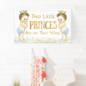 Tweeling Jongens Prins Baby Shower Spandoek (Insitu)